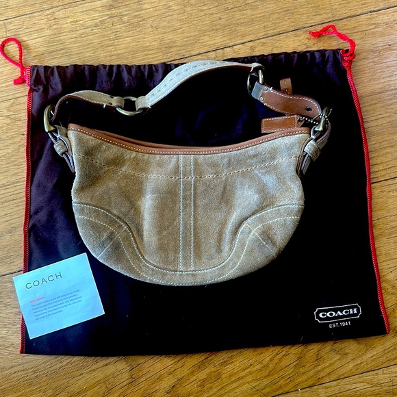 Coach Shoulder Bag - Camel Suede - Picture 4 of 5